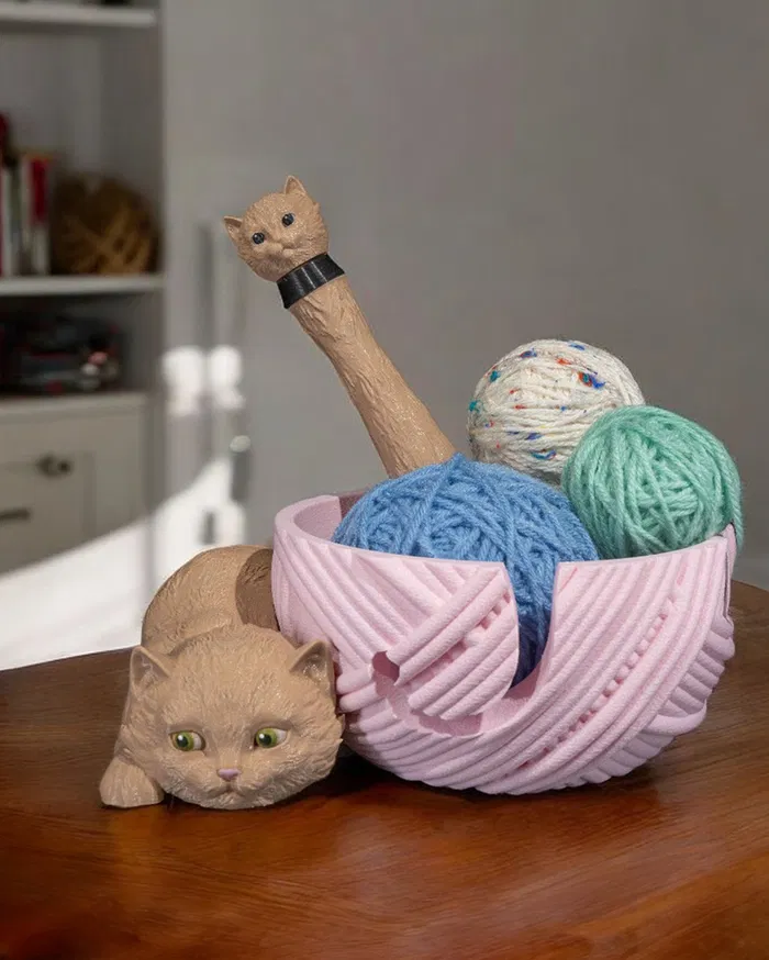 Organizador de crochê - Kit-Cat Yarn Bowl and Hook Case