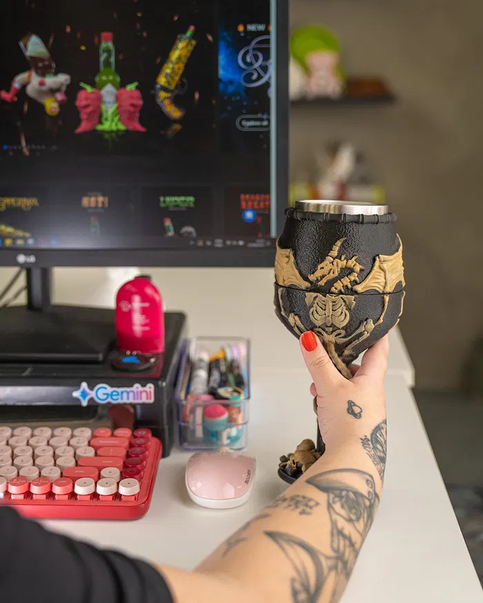 Cálice Taça Copo Design na impressora 3D - Skeletal Chalice Thirst Quencher