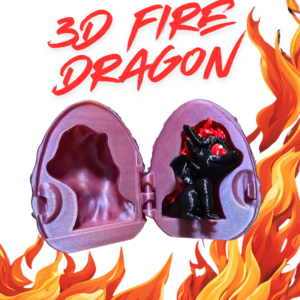 3D Printed Baby Fire Dragon & Egg – Mystical Hatchling Collectible