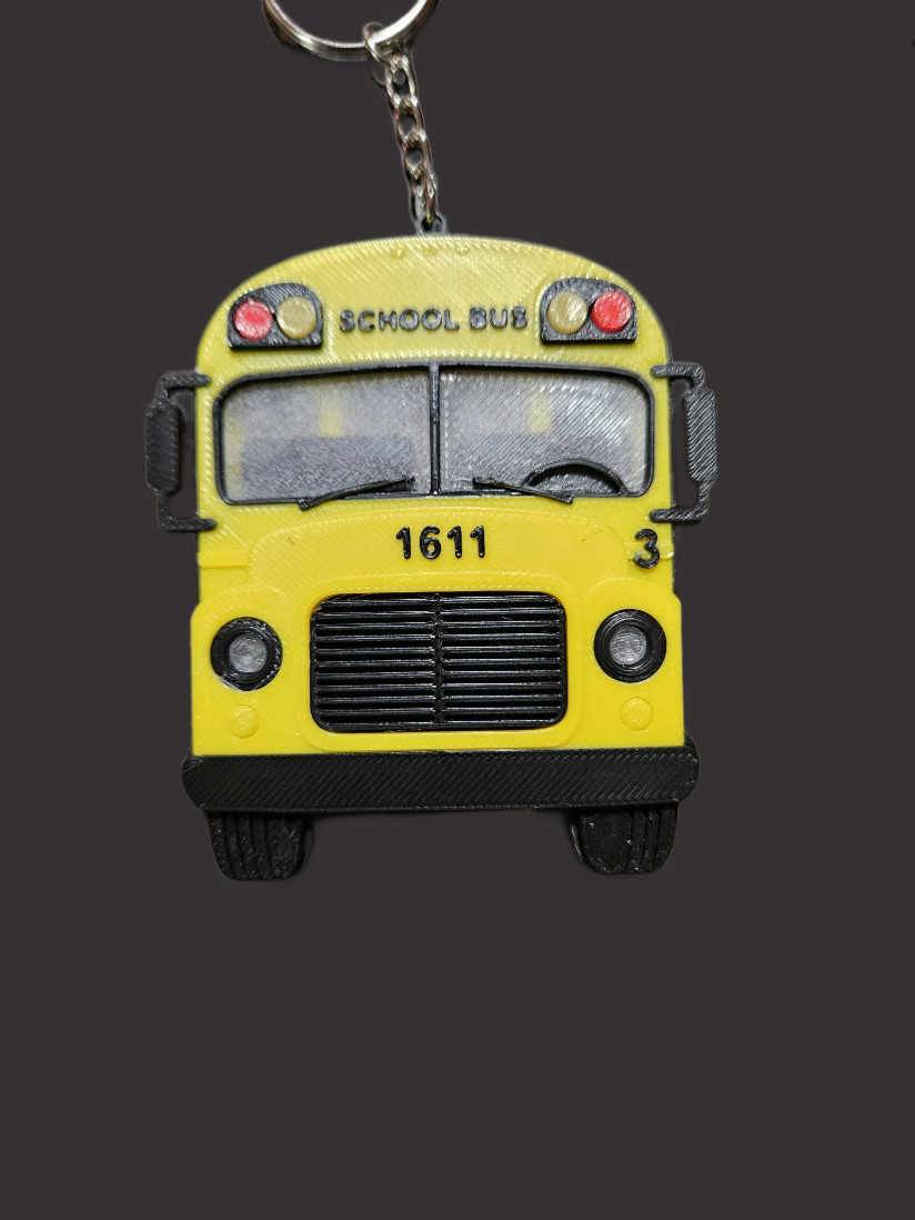 Personalized 3D-Printed School Bus Keychain (custom made)