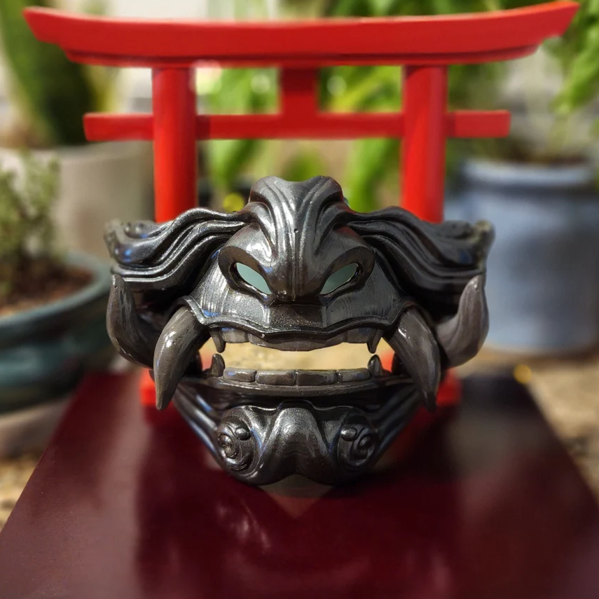 Samurai Oni Mask - 3D Printed Decor, Costume / Cosplay (Unpainted) - Image 10