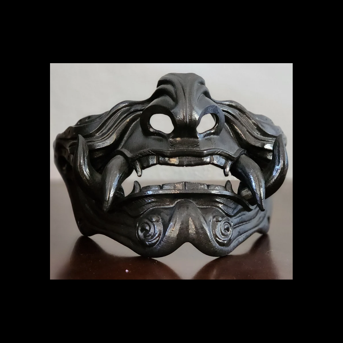 Samurai Oni Mask - 3D Printed Decor, Costume / Cosplay (Unpainted) - Image 2