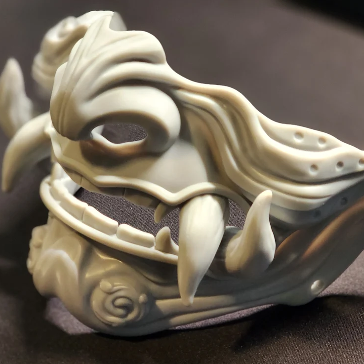 Samurai Oni Mask - 3D Printed Decor, Costume / Cosplay (Unpainted) - Image 4