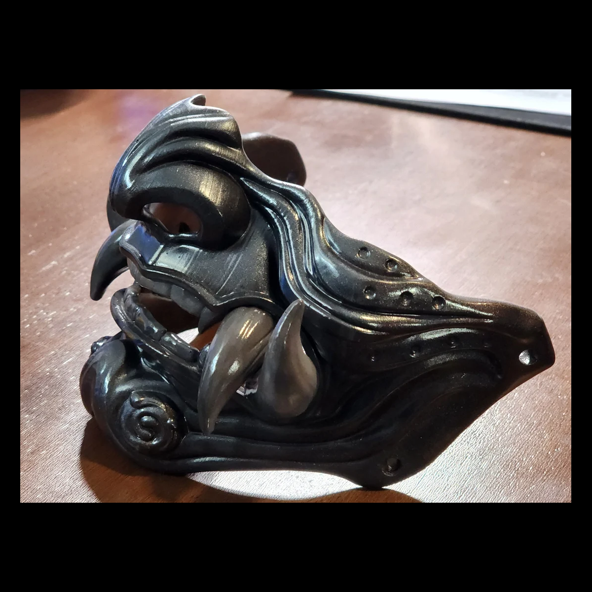 Samurai Oni Mask - 3D Printed Decor, Costume / Cosplay (Unpainted) - Image 5