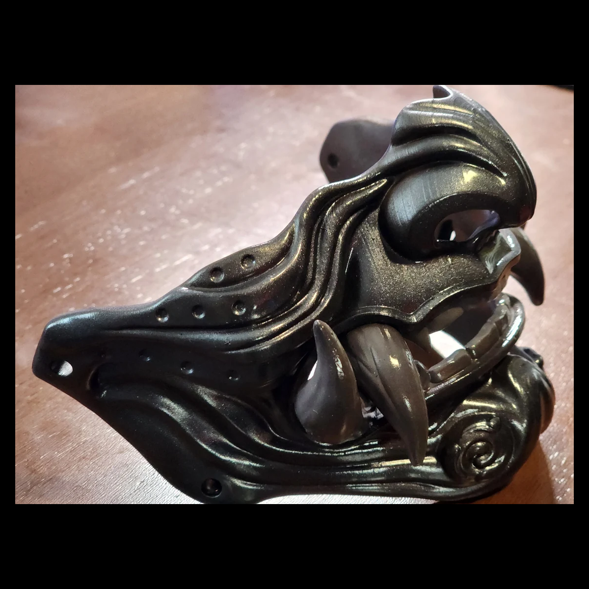 Samurai Oni Mask - 3D Printed Decor, Costume / Cosplay (Unpainted) - Image 6