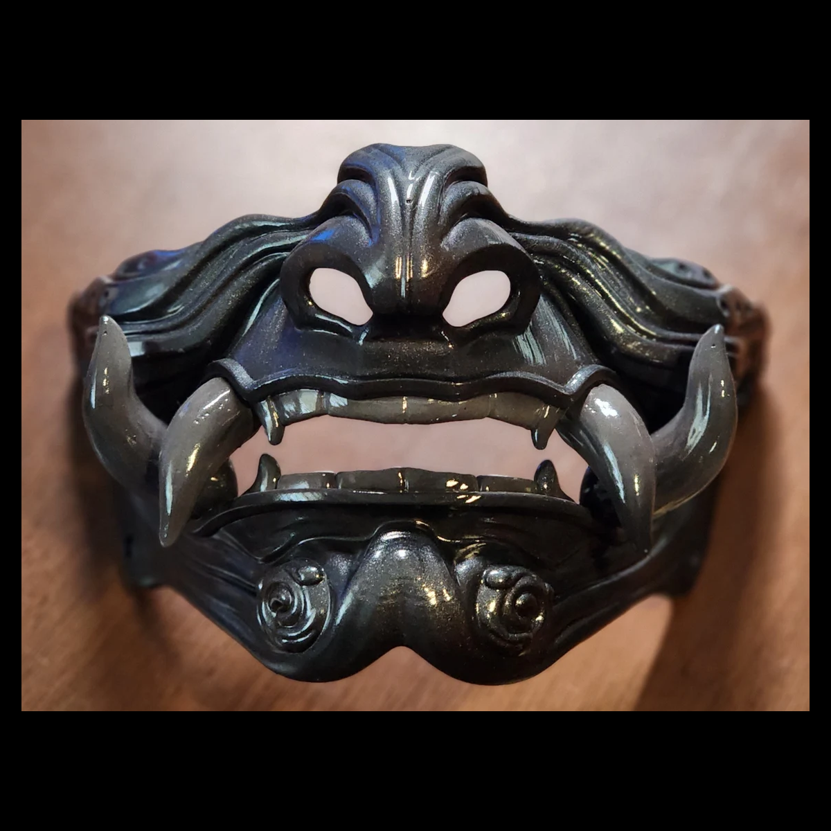 Samurai Oni Mask - 3D Printed Decor, Costume / Cosplay (Unpainted) - Image 9
