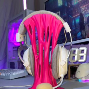 Suporte de mesa p/ Headset | Headphone | Fone de Ouvido - Impressão 3D Rosa Chiclete | Gamer | 24cm