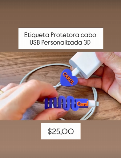 Etiqueta Protetora Cabo USB Personalizado 3D